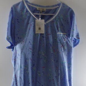 Izzy + Toby 2pc Pajama Set Size XXXL Floral Blue Capri/Short Sleeves-NWT
